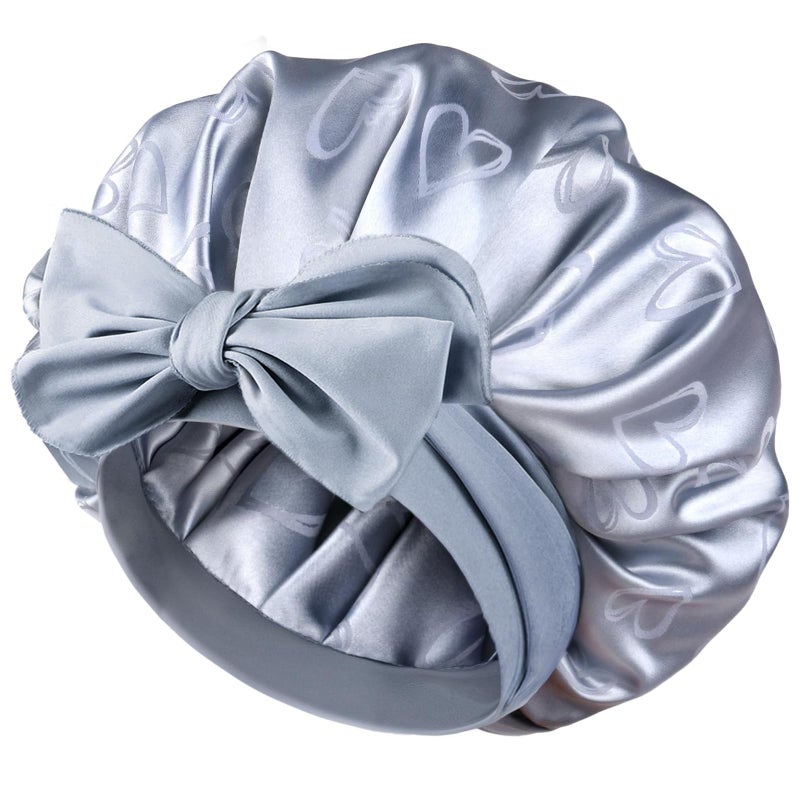 YANIBEST Adjustable Satin Bonnet for Sleeping Double Layer Silk Bonnet with Tie Band for Women Sleep Cap Curly Natural Hair Blue
